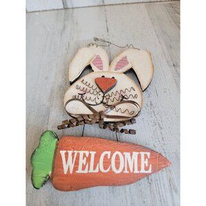 Rustic welcome bunny significant carrot hanging easter spring